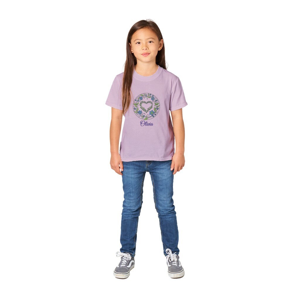 Personalized Name - Girl's Flowery Heart Kid's T-Shirt - Various Colors. Soft cute floral tee. Matching Adult Tee! - CanvasityCrafts - Free Shipping