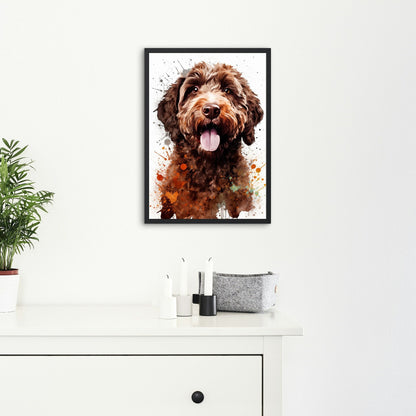 Chocolate Labradoodle Goldendoodle Poster Print. Watercolor Pet Portrait Painting Gift for Dog Lovers, Picture for Doodle Mom, Dad. Abstract