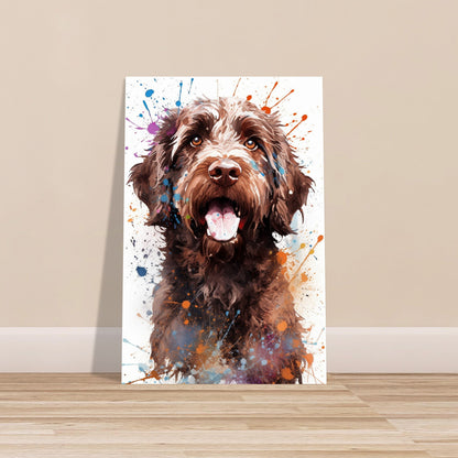 Chocolate Labradoodle Goldendoodle Poster Print. Watercolor Pet Portrait Painting Gift for Dog Lovers, Picture for Doodle Mom, Dad. Abstract