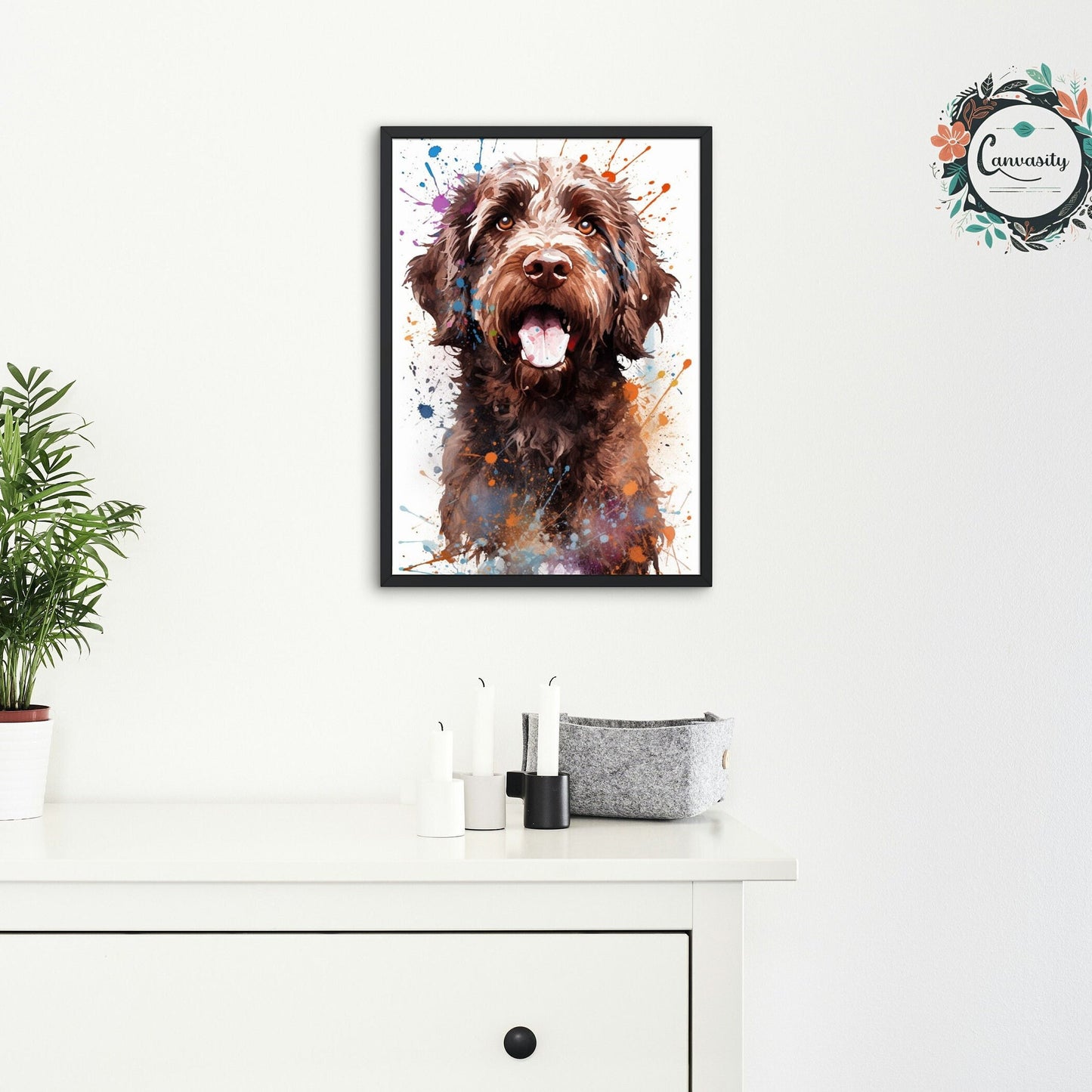 Chocolate Labradoodle Goldendoodle Poster Print. Watercolor Pet Portrait Painting Gift for Dog Lovers, Picture for Doodle Mom, Dad. Abstract