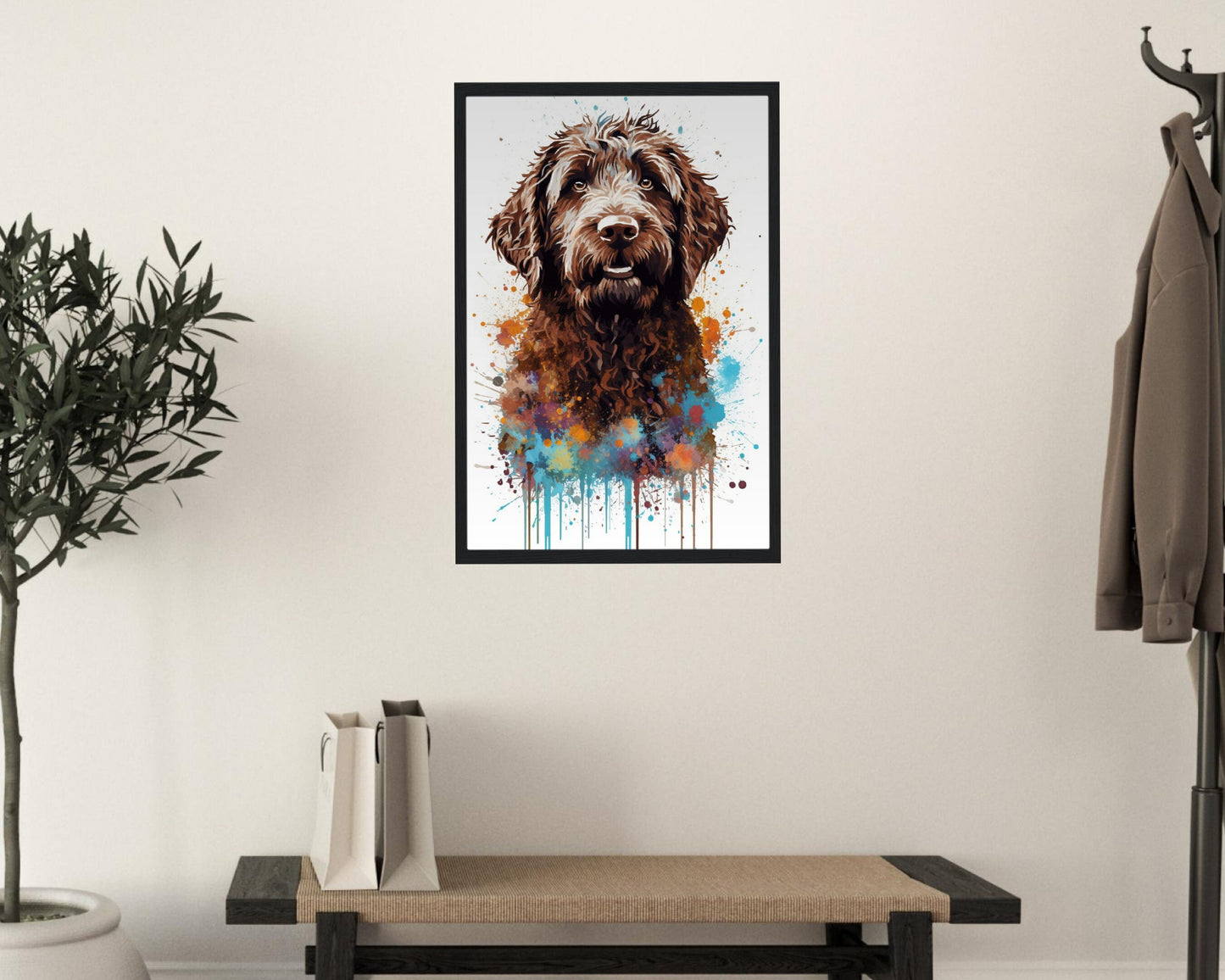 Chocolate Labradoodle Goldendoodle Poster Print. Watercolor Pet Portrait Painting Gift for Dog Lovers, Picture for Doodle Mom, Dad. Abstract