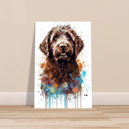 Chocolate Labradoodle Goldendoodle Poster Print. Watercolor Pet Portrait Painting Gift for Dog Lovers, Picture for Doodle Mom, Dad. Abstract