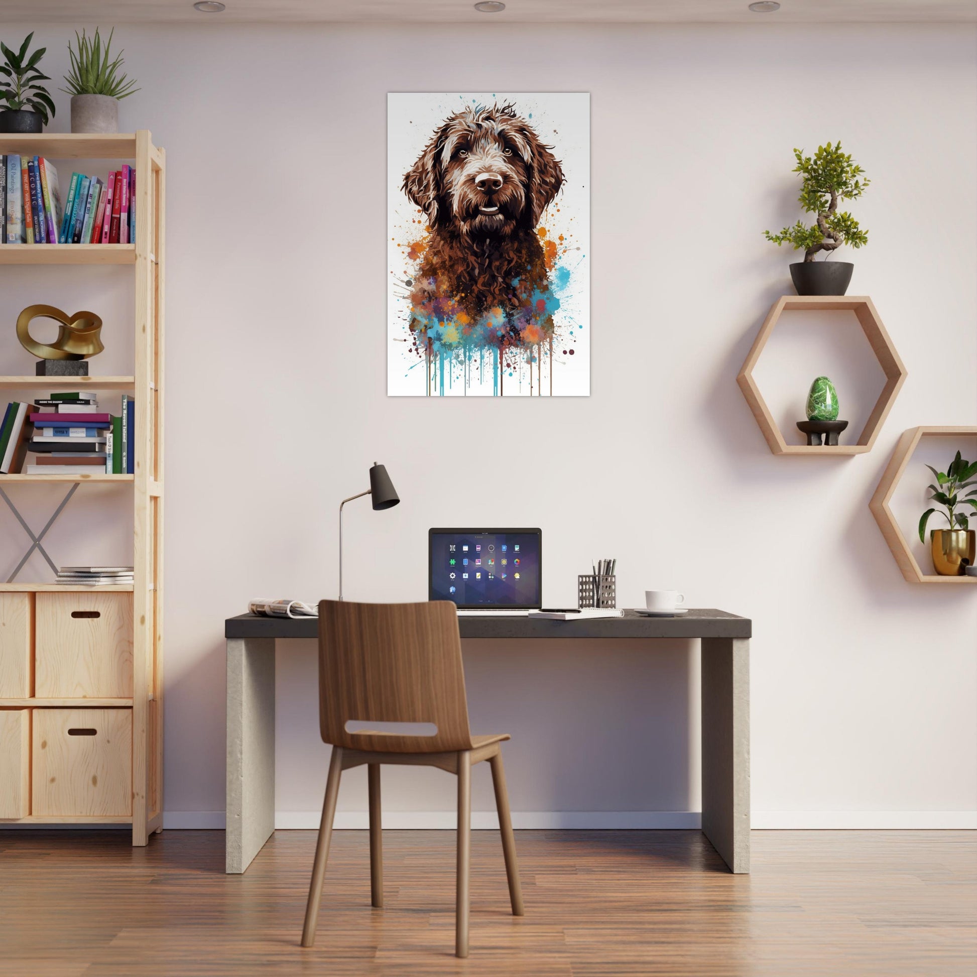 Chocolate Labradoodle Goldendoodle Poster Print. Watercolor Pet Portrait Painting Gift for Dog Lovers, Picture for Doodle Mom, Dad. Abstract