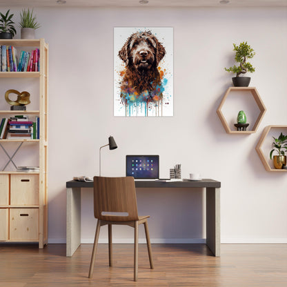 Chocolate Labradoodle Goldendoodle Poster Print. Watercolor Pet Portrait Painting Gift for Dog Lovers, Picture for Doodle Mom, Dad. Abstract