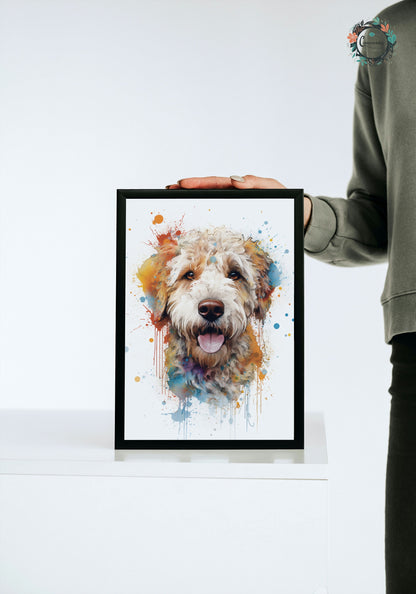 White Labradoodle Cream Goldendoodle Poster Print. Watercolor Pet Portrait Painting Gift. Dog Lovers, Picture for Doodle Mom, Dad. Abstract