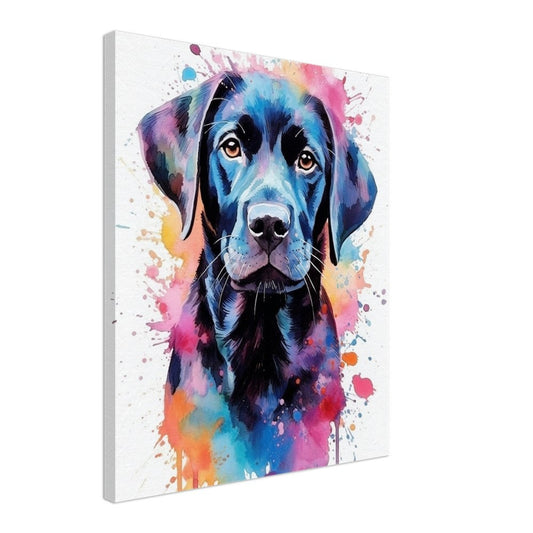 Watercolor Black Labrador Canvas. Colorful Wall Art Print Picture for Dog Lovers, Watercolor Lab Mom Painting Gift - CanvasityCrafts - Free Shipping