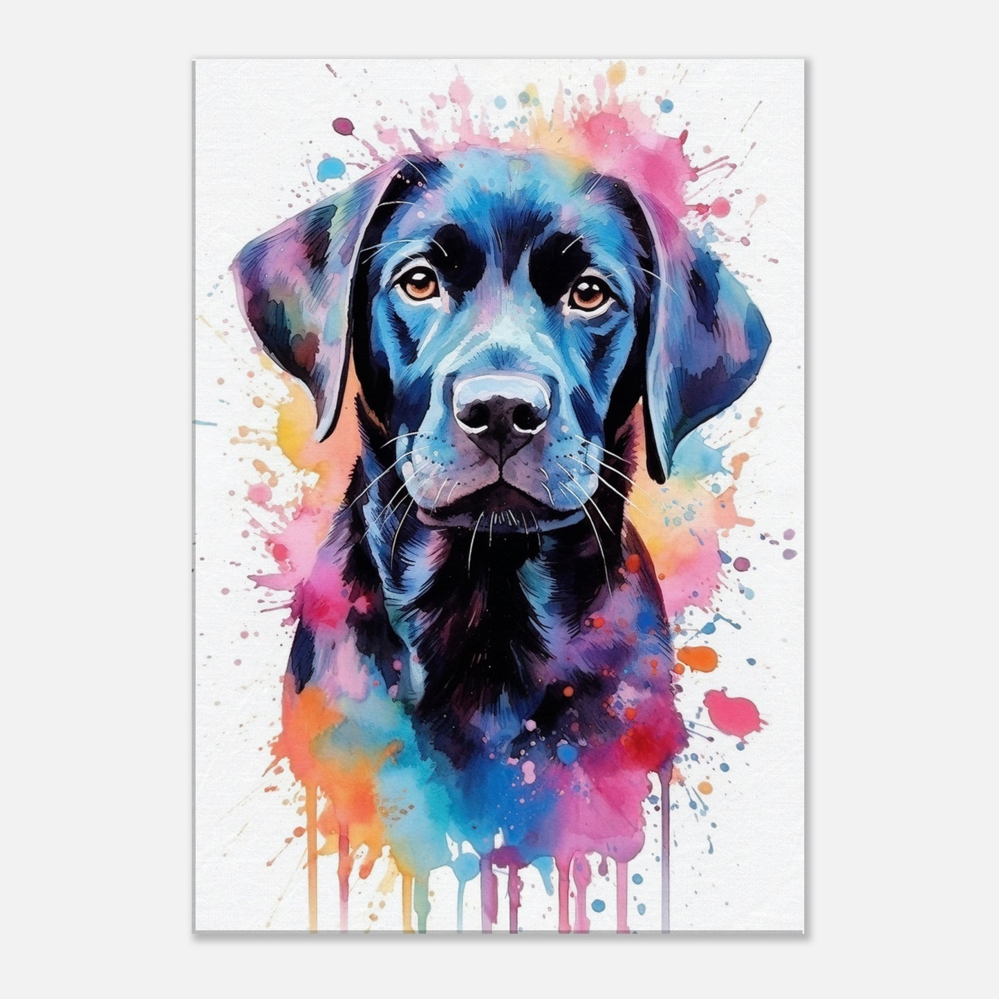 Watercolor Black Labrador Canvas. Colorful Wall Art Print Picture for Dog Lovers, Watercolor Lab Mom Painting Gift - CanvasityCrafts - Free Shipping