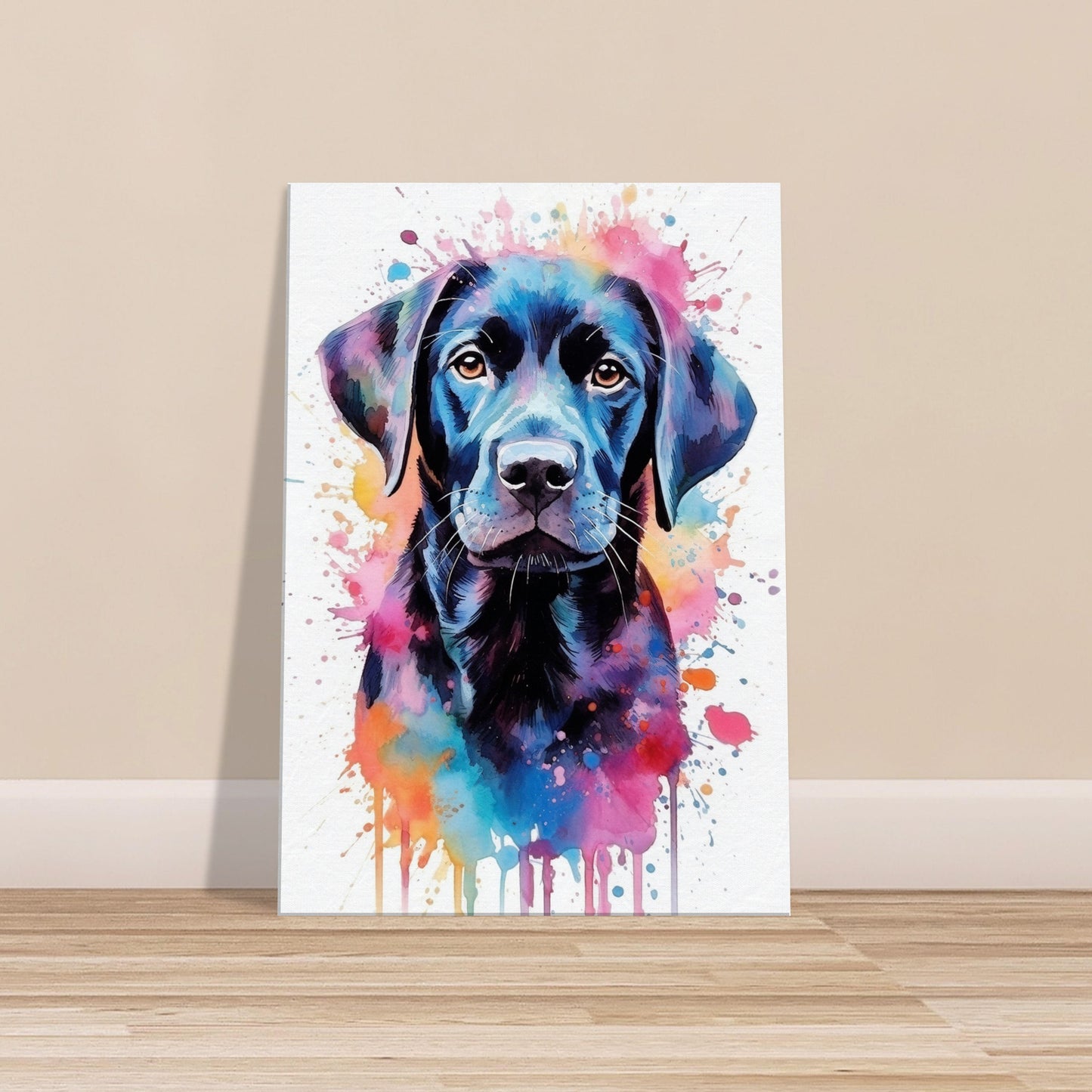 Watercolor Black Labrador Canvas. Colorful Wall Art Print Picture for Dog Lovers, Watercolor Lab Mom Painting Gift - CanvasityCrafts - Free Shipping