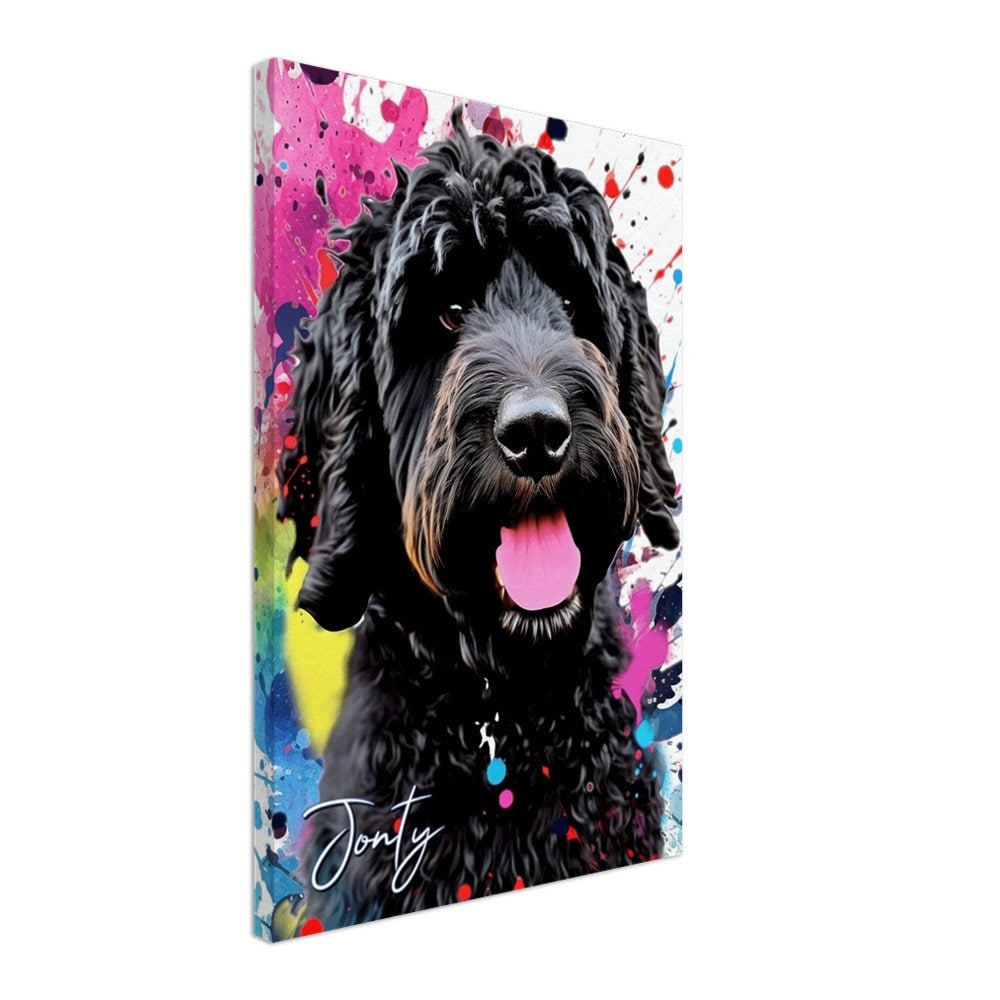 Jonty, Rigsby and Micah on Canvas. Colourful Paint Splash Bernedoodle and Sheparnese Dog Art & Prints - CanvasityCrafts - Free Shipping