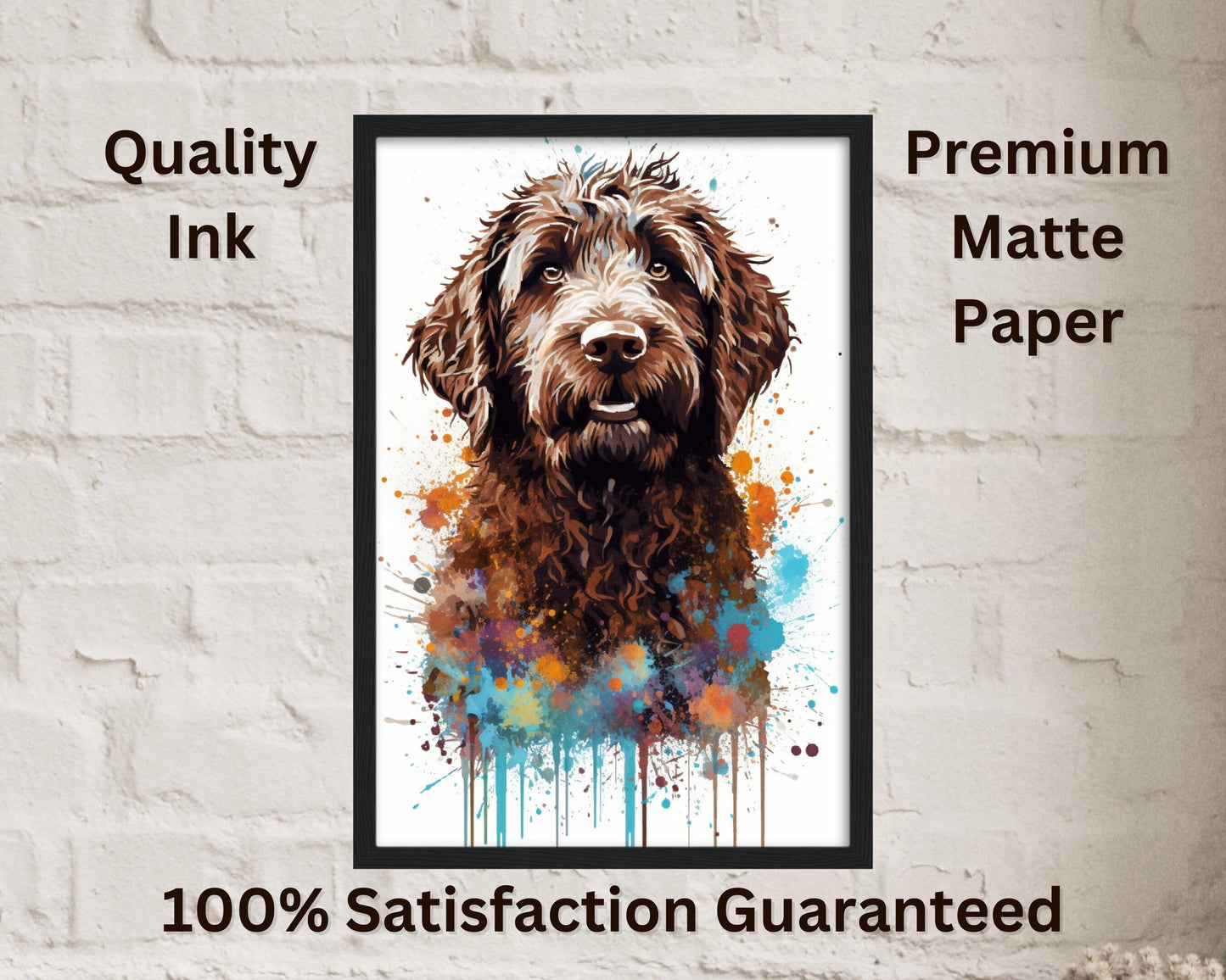 Chocolate Labradoodle Goldendoodle Poster Print. Watercolor Pet Portrait Painting Gift for Dog Lovers, Picture for Doodle Mom, Dad. Abstract