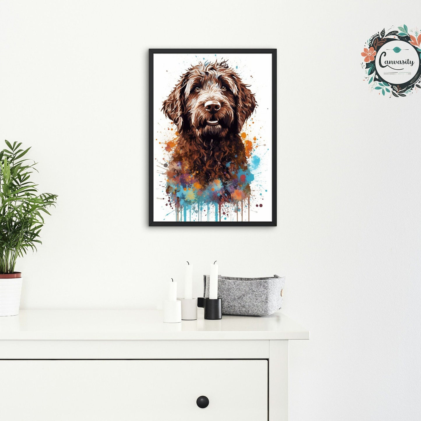 Chocolate Labradoodle Goldendoodle Poster Print. Watercolor Pet Portrait Painting Gift for Dog Lovers, Picture for Doodle Mom, Dad. Abstract