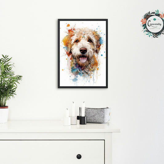 White Labradoodle Cream Goldendoodle Poster Print. Watercolor Pet Portrait Painting Gift. Dog Lovers, Picture for Doodle Mom, Dad. Abstract