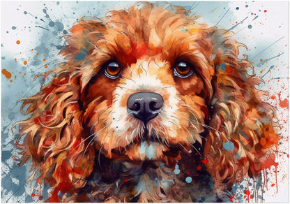 Watercolour Cavapoo Poster Print. Unframed Abstract Colourful Dog Art Gift for Dog Lovers. Paint Splash Painting for Doodle Mom - CanvasityCrafts - Free Shipping