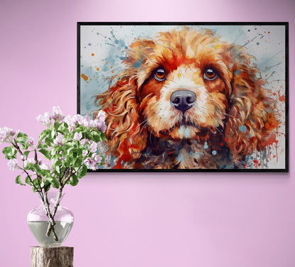 Watercolour Cavapoo Poster Print. Unframed Abstract Colourful Dog Art Gift for Dog Lovers. Paint Splash Painting for Doodle Mom - CanvasityCrafts - Free Shipping