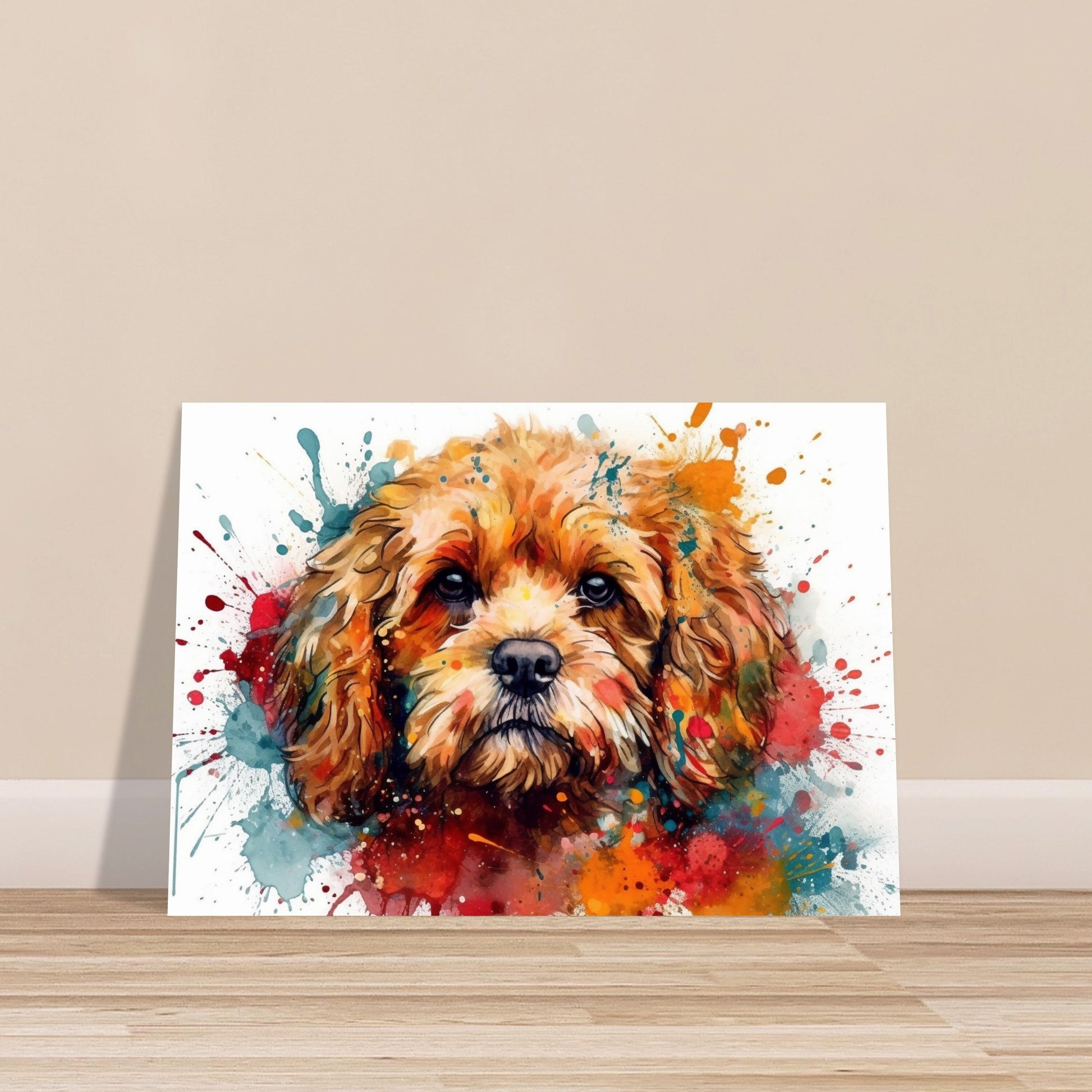 Paint Splash Cavapoo Poster Print. Unframed Abstract Colourful Dog Art Gift for Dog Lovers. Watercolour Painting for Doodle Mom - CanvasityCrafts - Free Shipping