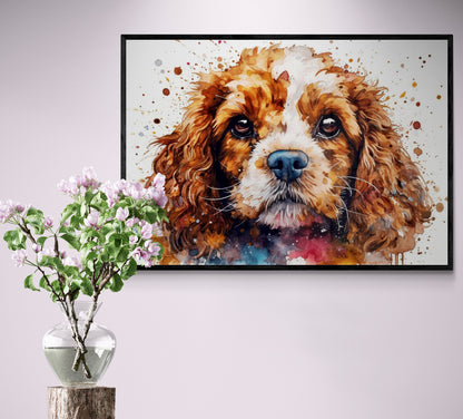 Watercolour Cavapoo Poster Print. Unframed Abstract Colourful Dog Art Gift for Dog Lovers. Paint Splash Painting for Doodle Mom - CanvasityCrafts - Free Shipping