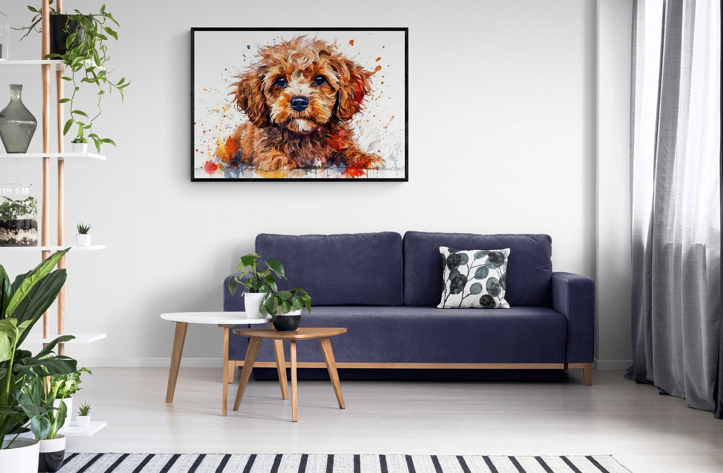 Cute Cavapoo Poster Print. Unframed Abstract Colourful Puppy Art Gift for Dog Lovers. Paint Splash Watercolour Painting for Doodle Mom - CanvasityCrafts - Free Shipping