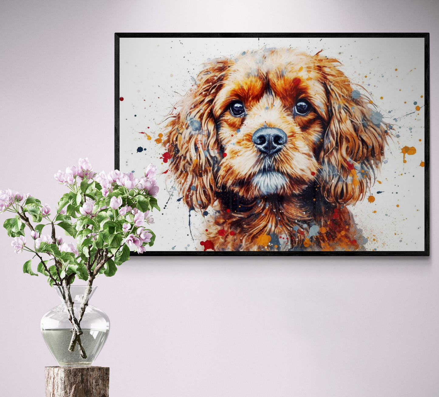 Watercolour Cavapoo Poster Print. Unframed Abstract Colourful Dog Art Gift for Dog Lovers. Paint Splash Painting for Doodle Mom - CanvasityCrafts - Free Shipping