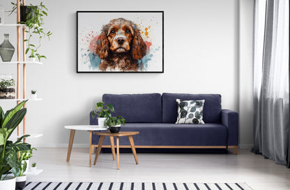 Watercolour Cavapoo Poster Print. Unframed Abstract Colourful Dog Art Gift for Dog Lovers. Paint Splash Painting for Doodle Mom - CanvasityCrafts - Free Shipping