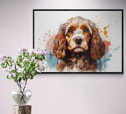 Watercolour Cavapoo Poster Print. Unframed Abstract Colourful Dog Art Gift for Dog Lovers. Paint Splash Painting for Doodle Mom - CanvasityCrafts - Free Shipping