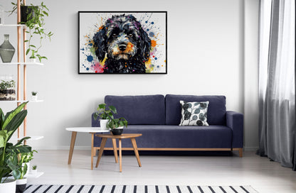 Watercolour Cavapoo Paint Splash Poster Print. Unframed Abstract Colourful Dog Art Gift for Dog Lovers. Painting for Black Doodle Mom - CanvasityCrafts - Free Shipping