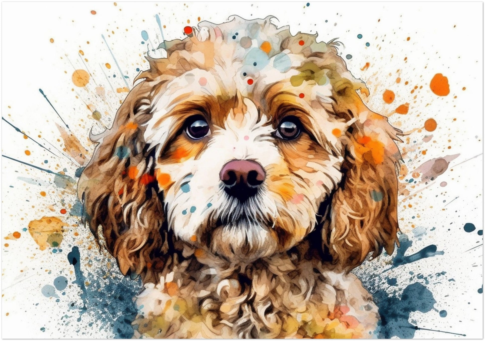 Watercolour Cavapoo Paint Splash Poster Print. Unframed Abstract Colourful Dog Art Gift for Dog Lovers. Painting for Doodle Mom - CanvasityCrafts - Free Shipping