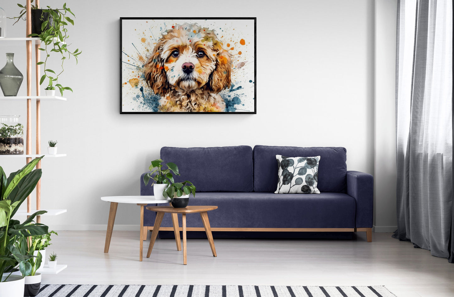 Watercolour Cavapoo Paint Splash Poster Print. Unframed Abstract Colourful Dog Art Gift for Dog Lovers. Painting for Doodle Mom - CanvasityCrafts - Free Shipping