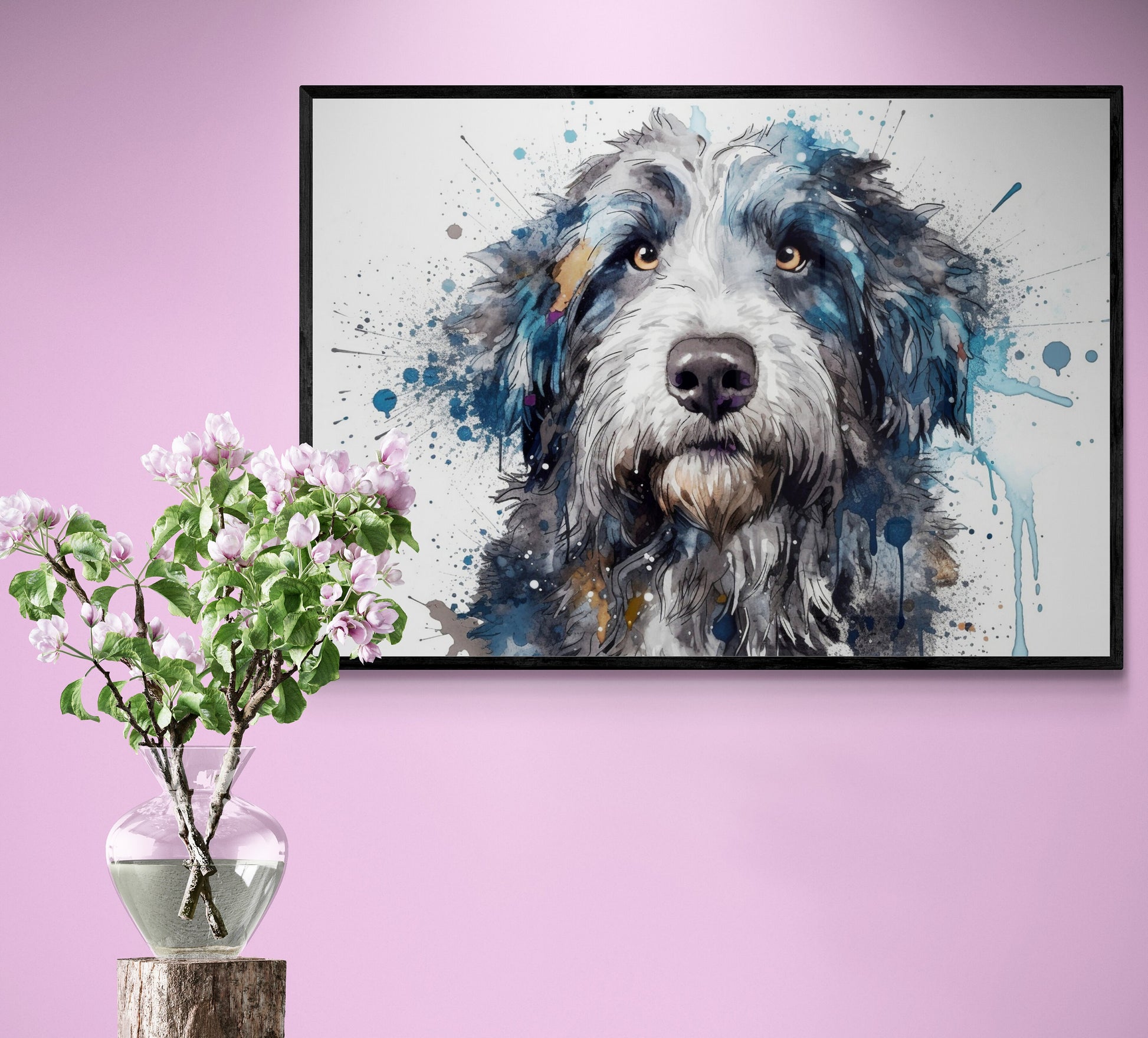 Aussiedoodle Poster Print. Unframed Watercolour Dog Lover Art Gift. Abstract Watercolour Painting for Doodle Mom. Australian Shepherd Poodle - CanvasityCrafts - Free Shipping