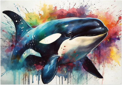 Watercolour Orca Whale Painting. Unframed Killer Whale Poster Print. Marine Animal, Nautical Decor Gift for Sea Life Lovers. Paint Splash - CanvasityCrafts - Free Shipping