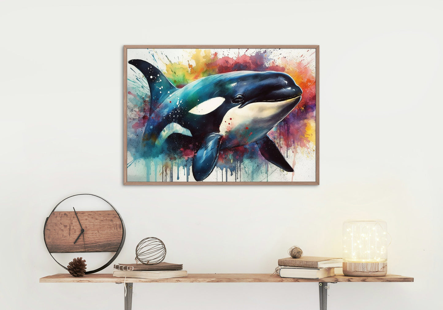 Watercolour Orca Whale Painting. Unframed Killer Whale Poster Print. Marine Animal, Nautical Decor Gift for Sea Life Lovers. Paint Splash - CanvasityCrafts - Free Shipping