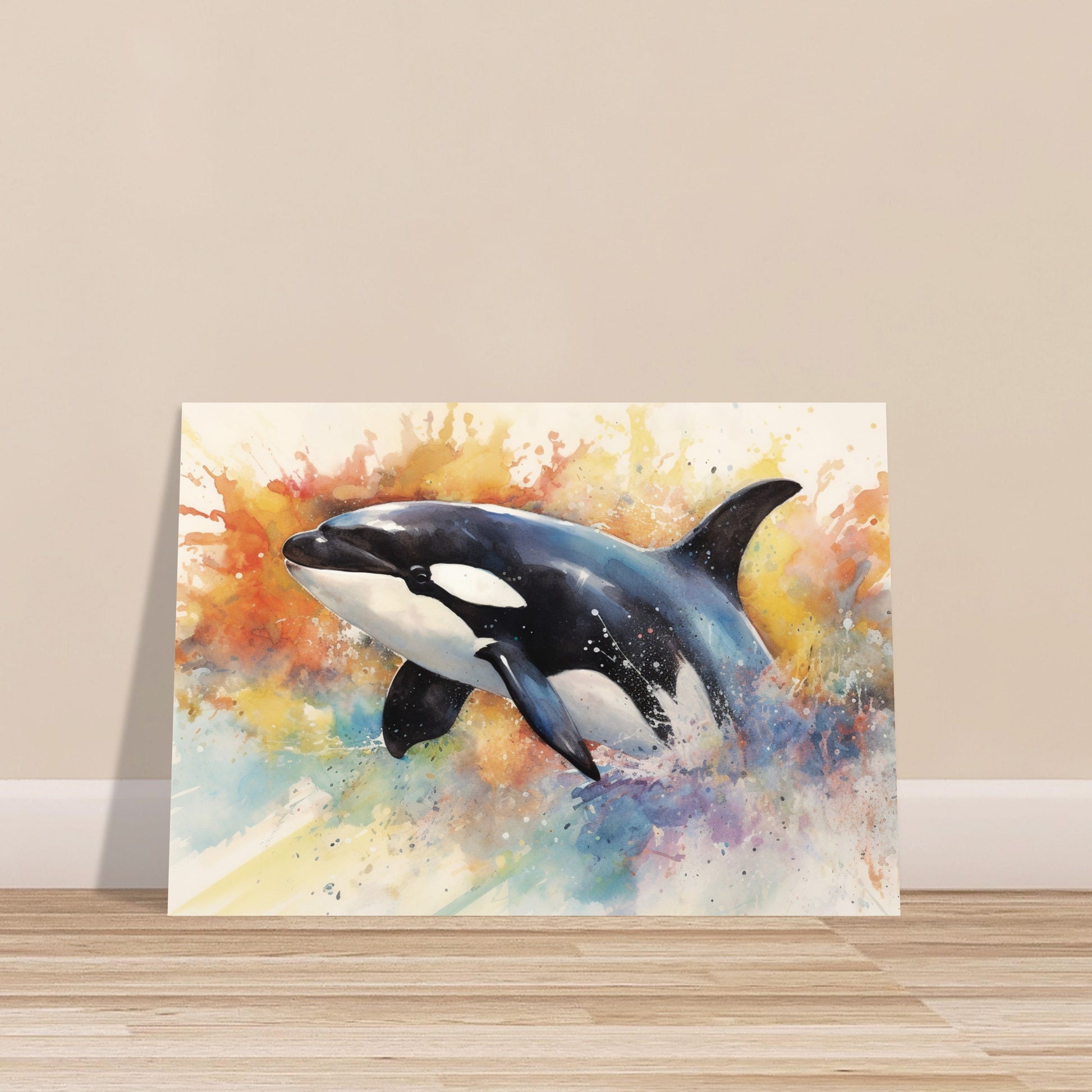 Watercolour Orca Whale Painting. Unframed Killer Whale Poster Print. Marine Animal, Nautical Decor Gift for Sea Life Lovers. Paint Splash - CanvasityCrafts - Free Shipping