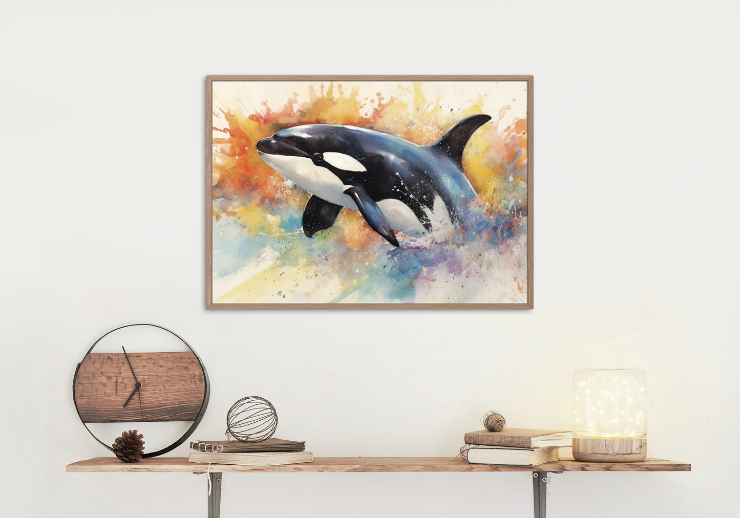 Watercolour Orca Whale Painting. Unframed Killer Whale Poster Print. Marine Animal, Nautical Decor Gift for Sea Life Lovers. Paint Splash - CanvasityCrafts - Free Shipping