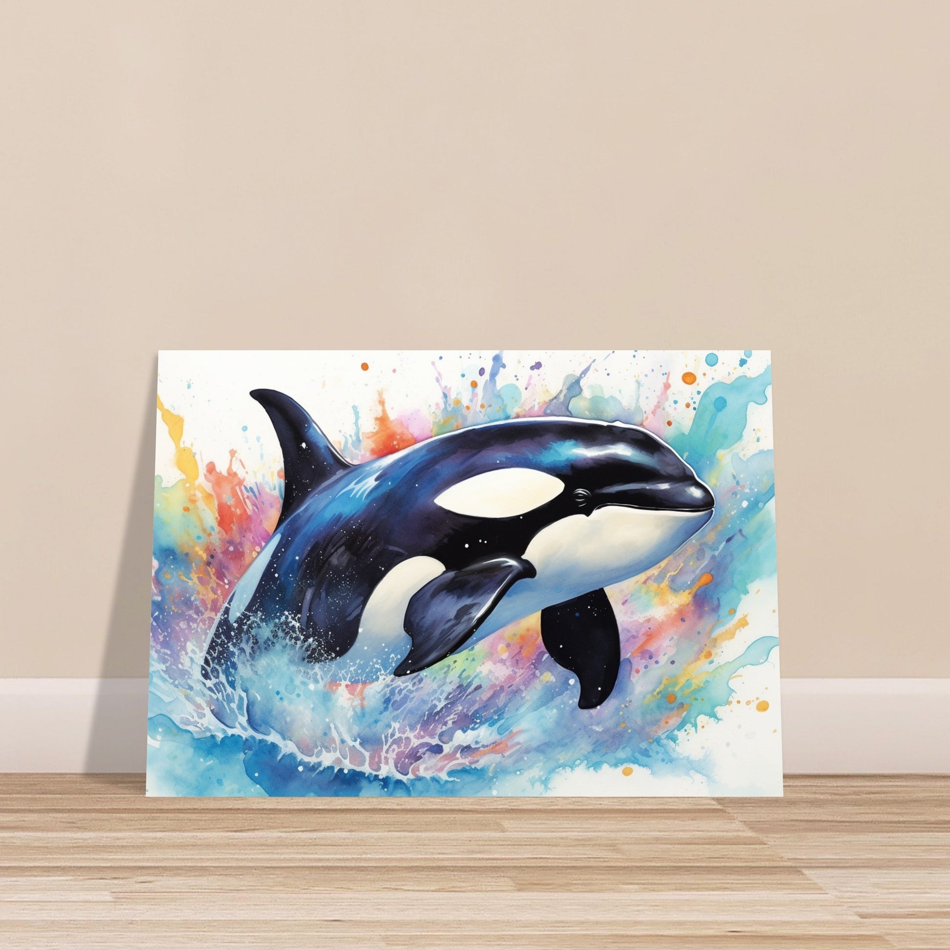 Watercolour Orca Whale Painting. Unframed Killer Whale Poster Print. Marine Animal, Nautical Decor Gift for Sea Life Lovers. Paint Splash - CanvasityCrafts - Free Shipping