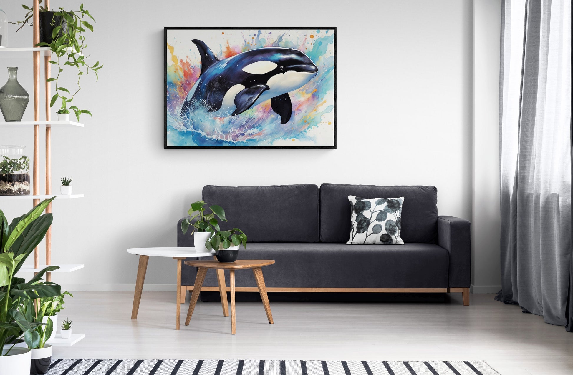 Watercolour Orca Whale Painting. Unframed Killer Whale Poster Print. Marine Animal, Nautical Decor Gift for Sea Life Lovers. Paint Splash - CanvasityCrafts - Free Shipping