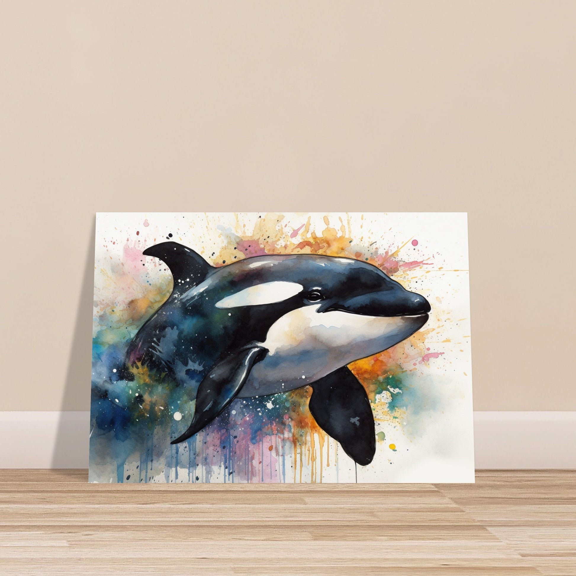 Watercolour Orca Whale Painting. Unframed Killer Whale Poster Print. Marine Animal, Nautical Decor Gift for Sea Life Lovers. Paint Splash - CanvasityCrafts - Free Shipping