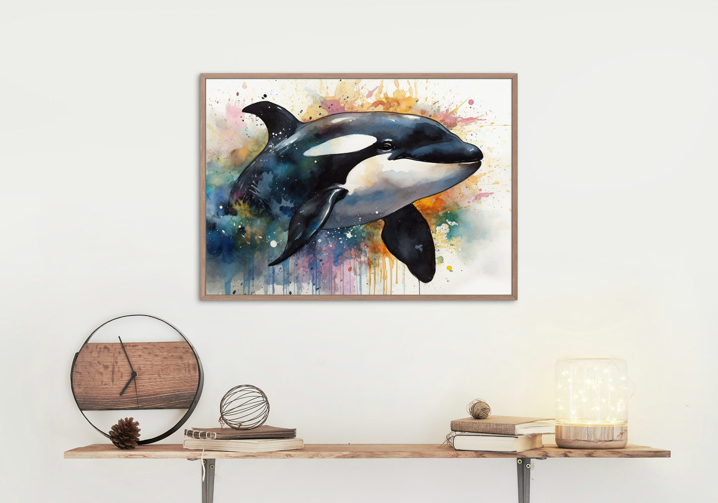 Watercolour Orca Whale Painting. Unframed Killer Whale Poster Print. Marine Animal, Nautical Decor Gift for Sea Life Lovers. Paint Splash - CanvasityCrafts - Free Shipping