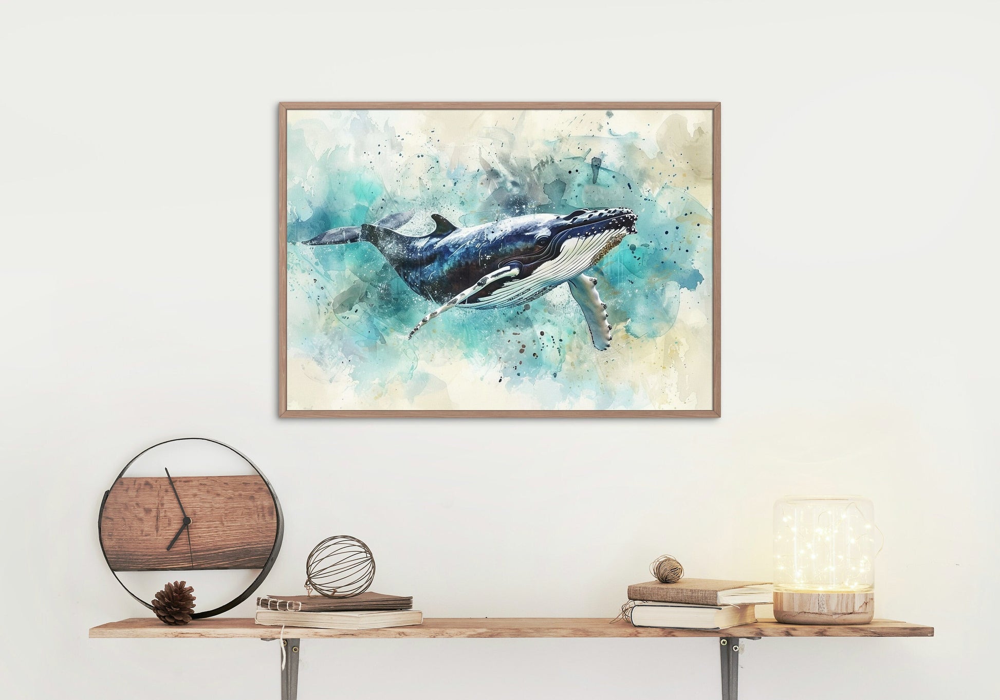 Watercolour Humpback Whale Painting. Unframed Whale Poster Print. Marine Animal, Nautical Decor Gift for Sea Life Lovers. Paint Splash - CanvasityCrafts - Free Shipping