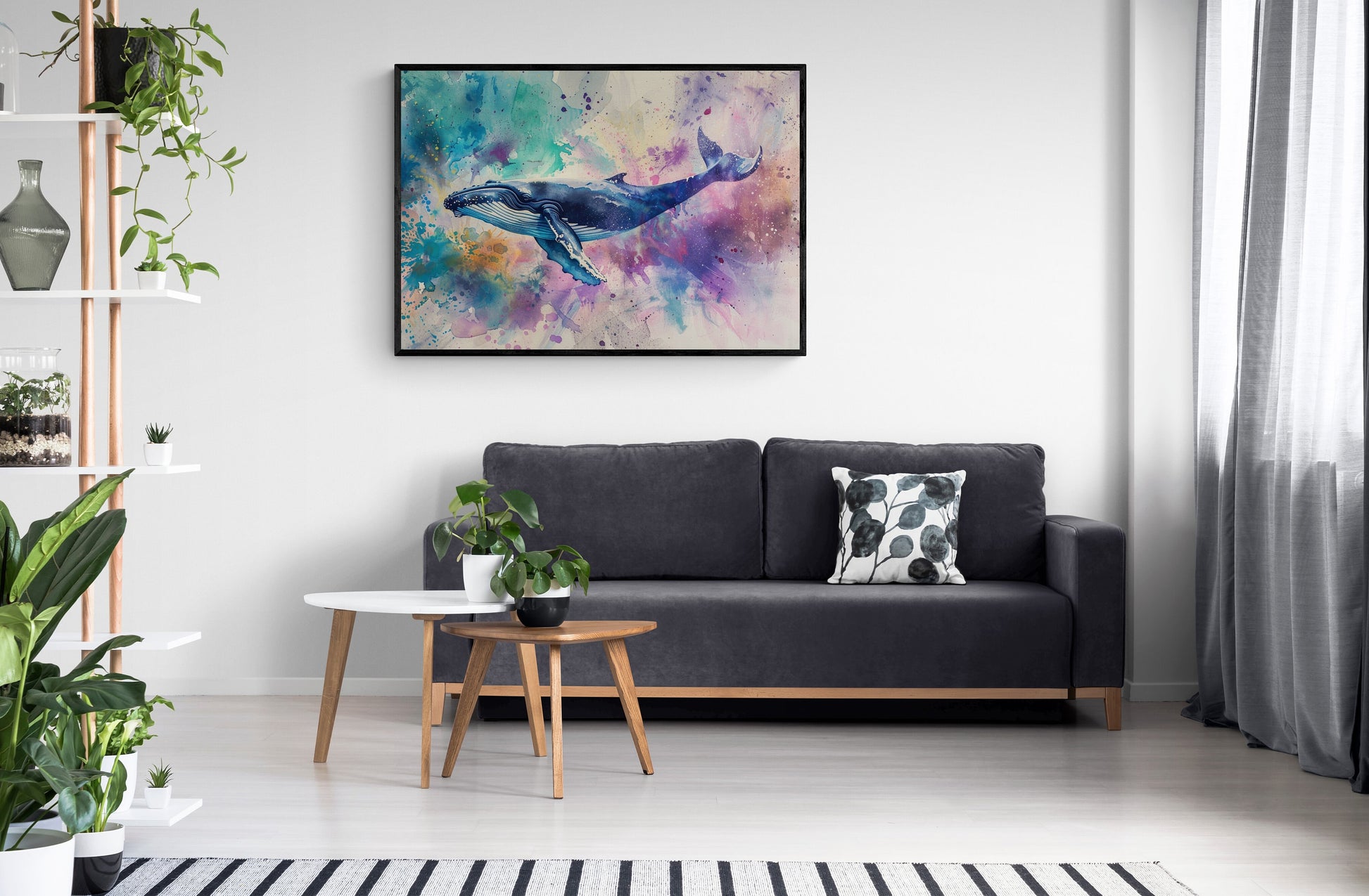 Watercolour Humpback Whale Painting. Unframed Whale Poster Print. Marine Animal, Nautical Decor Gift for Sea Life Lovers. Paint Splash - CanvasityCrafts - Free Shipping