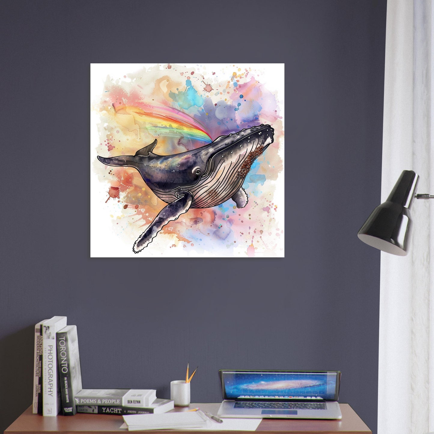 Watercolour Humpback Whale Abstract Painting (Square). Whale Poster Print. Marine Animal, Nautical Decor Sea Life Lovers Gift. Paint Splash - CanvasityCrafts - Free Shipping