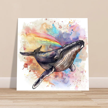 Watercolour Humpback Whale Abstract Painting (Square). Whale Poster Print. Marine Animal, Nautical Decor Sea Life Lovers Gift. Paint Splash - CanvasityCrafts - Free Shipping