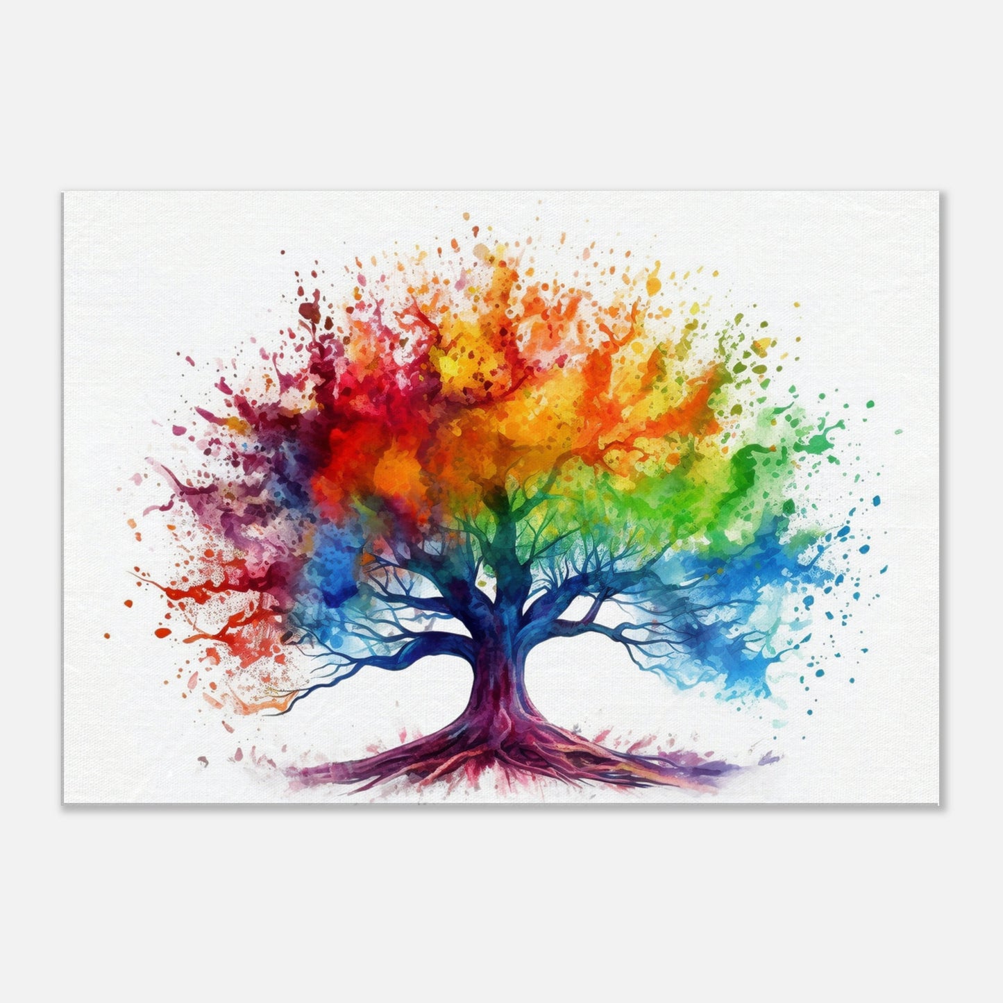 Rainbow Tree of Life Canvas. Colourful nature wall art. Vibrant home decor print, office wall art, fire tree gift. Watercolour Paint Splash - CanvasityCrafts - Free Shipping