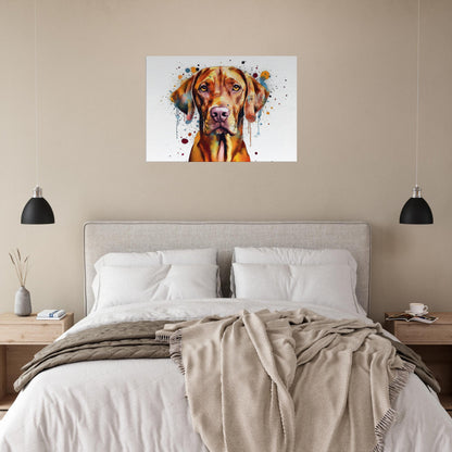 Watercolour Hungarian Vizsla Dog Canvas. Unique Paint Splash Painting Print, Colourful Animal Decor Gift. Splatter Paint Wall Art, Magyar - CanvasityCrafts - Free Shipping