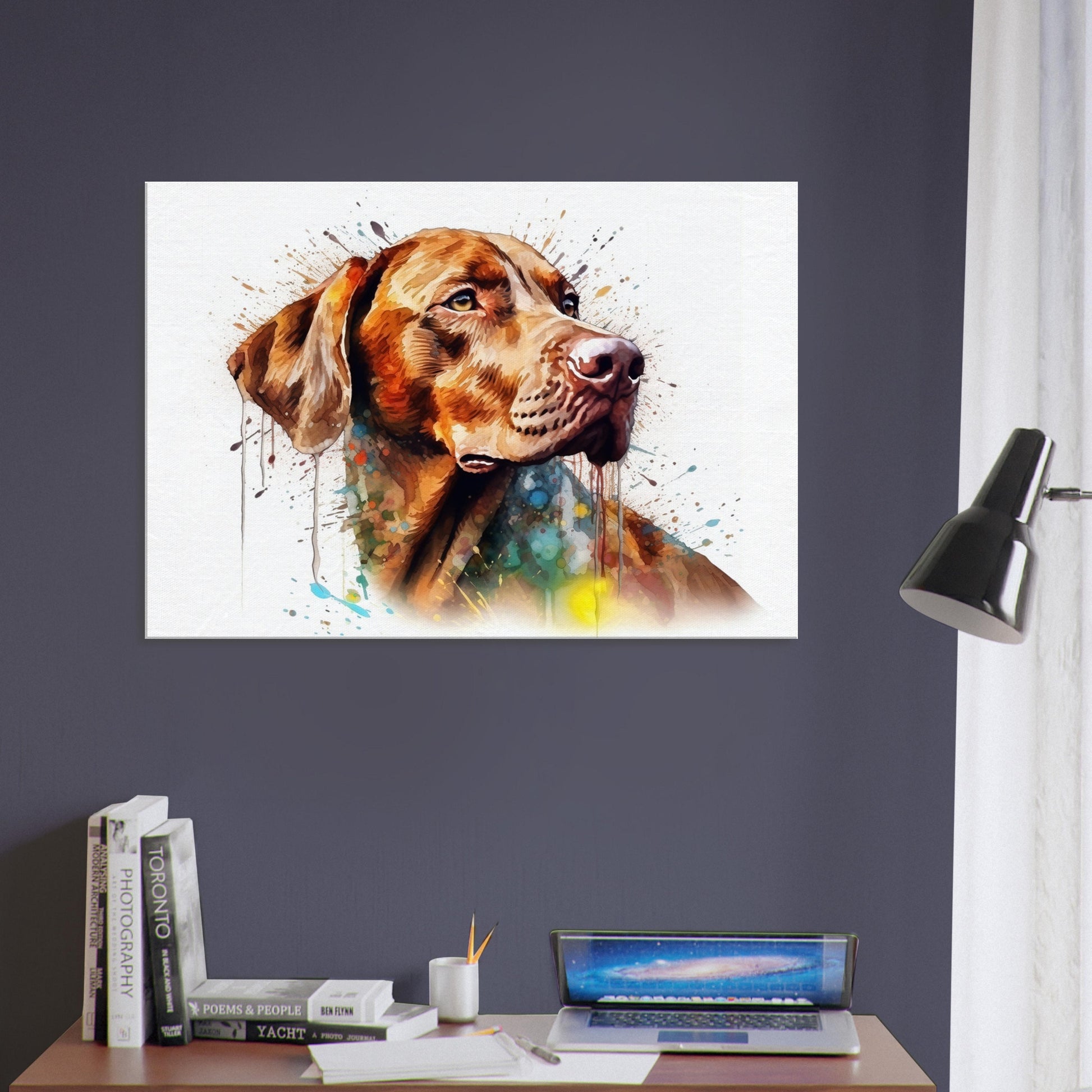 Watercolour Hungarian Vizsla Dog Canvas. Unique Paint Splash Painting Print, Colourful Animal Decor Gift. Splatter Paint Wall Art, Magyar - CanvasityCrafts - Free Shipping