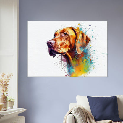 Colourful Hungarian Vizsla Dog Canvas. Unique Paint Splash Painting Print, Watercolour Animal Decor Gift. Splatter Paint Wall Art, Magyar - CanvasityCrafts - Free Shipping