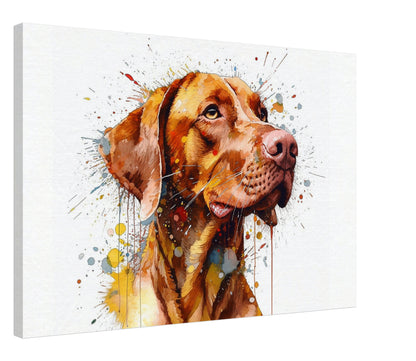 Colourful Hungarian Vizsla Dog Canvas. Unique Paint Splash Painting Print, Watercolour Animal Decor Gift. Splatter Paint Wall Art, Magyar - CanvasityCrafts - Free Shipping