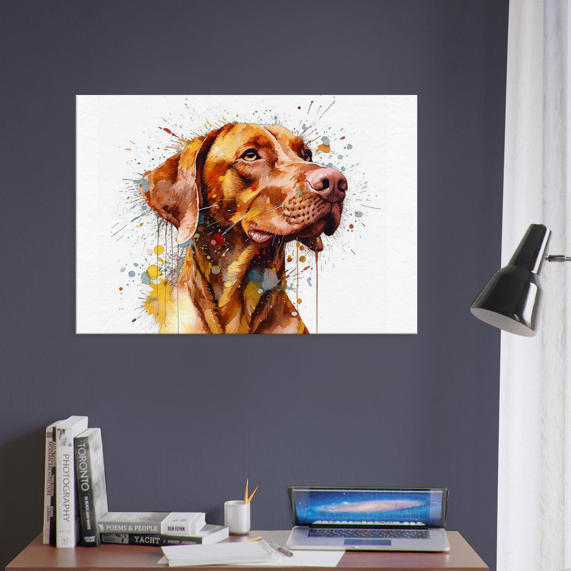 Colourful Hungarian Vizsla Dog Canvas. Unique Paint Splash Painting Print, Watercolour Animal Decor Gift. Splatter Paint Wall Art, Magyar - CanvasityCrafts - Free Shipping