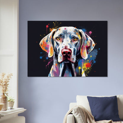 Colourful Weimaraner Canvas Print. Unique Paint Splash Dog Painting, Watercolour Animal Decor Weim Gift, Splatter Paint Wall Art, Grey Ghost - CanvasityCrafts - Free Shipping