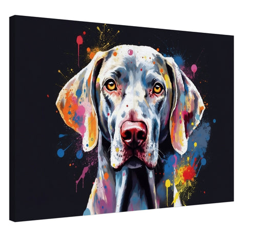 Colourful Weimaraner Canvas Print. Unique Paint Splash Dog Painting, Watercolour Animal Decor Weim Gift, Splatter Paint Wall Art, Grey Ghost - CanvasityCrafts - Free Shipping