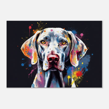 Colourful Weimaraner Canvas Print. Unique Paint Splash Dog Painting, Watercolour Animal Decor Weim Gift, Splatter Paint Wall Art, Grey Ghost - CanvasityCrafts - Free Shipping