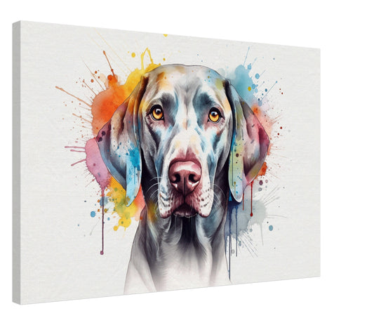 Watercolour Weimaraner Canvas Print. Unique Colourful Dog Painting, Paint Splash Animal Decor Weim Gift, Splatter Paint Wall Art. Grey Ghost - CanvasityCrafts - Free Shipping